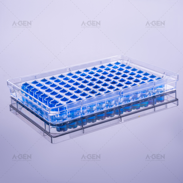 96孔透明V底透明板 透明盖灭菌细胞培养板 